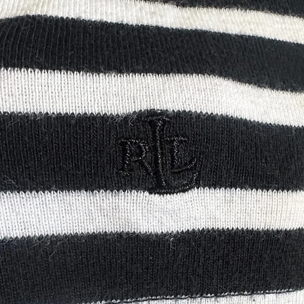 Lauren Ralph Lauren Black and White Striped Boatneck Short Sleeve Top - Picture 3 of 4